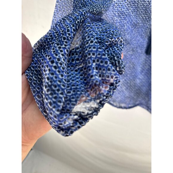 Lane Bryant Blue Sheer Knit Blouse Plus Size 18/20 Long Sleeve Boho Casual - Picture 4 of 6